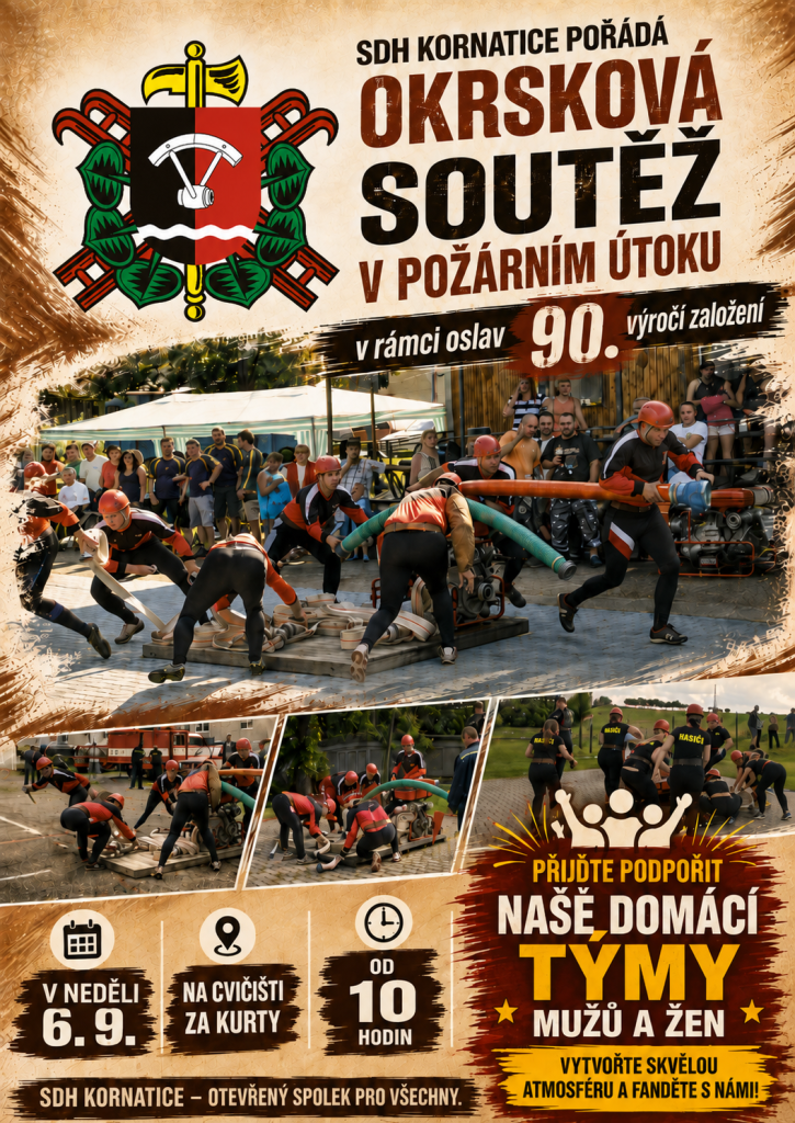 Okrsková soutěž v&nbsp;požárním útoku Kornatice 6.9.2026